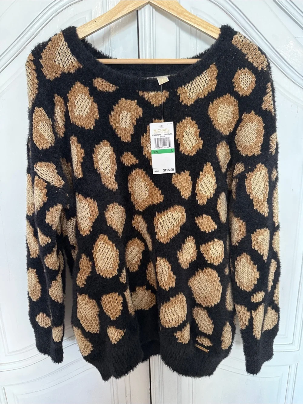 NWT Michael Kors Soft Leopard Print Sweater – Women's Size Large Cozy Chic Warm